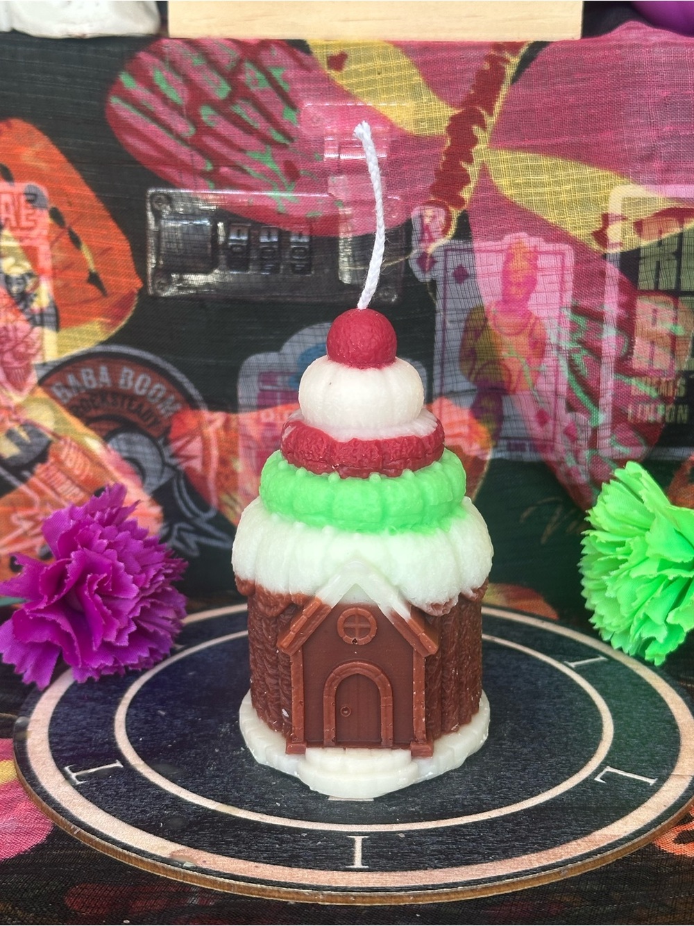 Handmade Gingerbread House Cupcake Candle – Christmas Holiday Candle